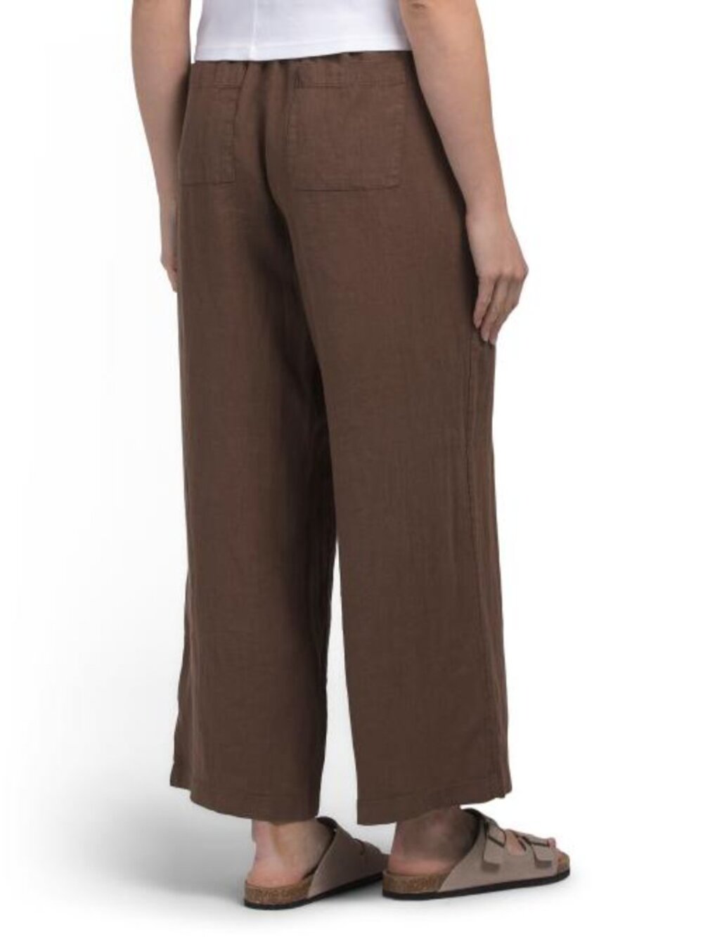 C&C CALIFORNIA Linen Elastic Waistband Pull On Pants With Self Drawcord - Picture 2 of 2